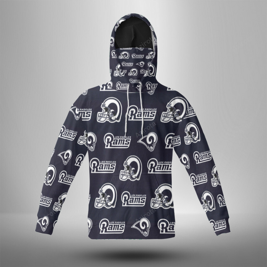 Los Angeles Rams6 3D Mask With Hoodie Fan Gear For Men And Women Nfl Fan Gear 
