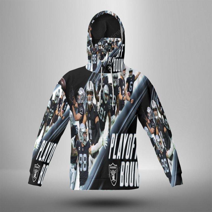 Las Vegas Raiders Team Art2 3D Mask With Hoodie For Men And Women Nfl Fans Gear