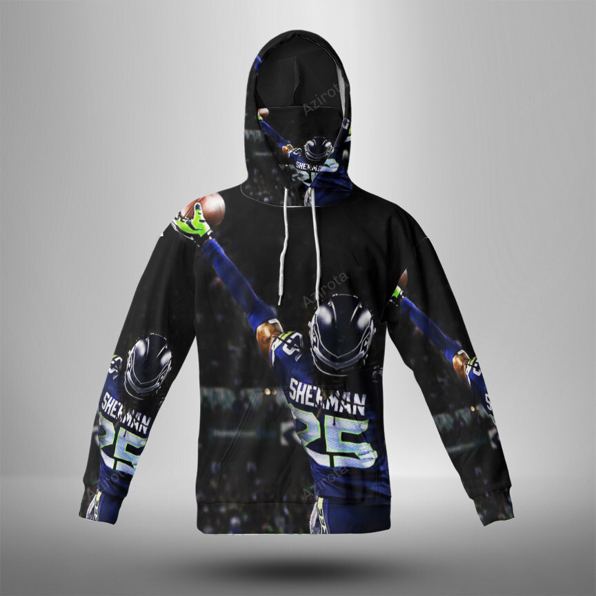 Seattle Seahawks Richard Sherman1 3D Mask With Hoodie For Men And Women Nfl Fans Gear
