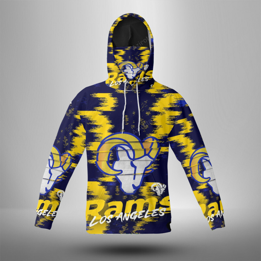 Los Angeles Rams Zigzag 3D Mask With Hoodie For Men And Women Nfl Fans Gear