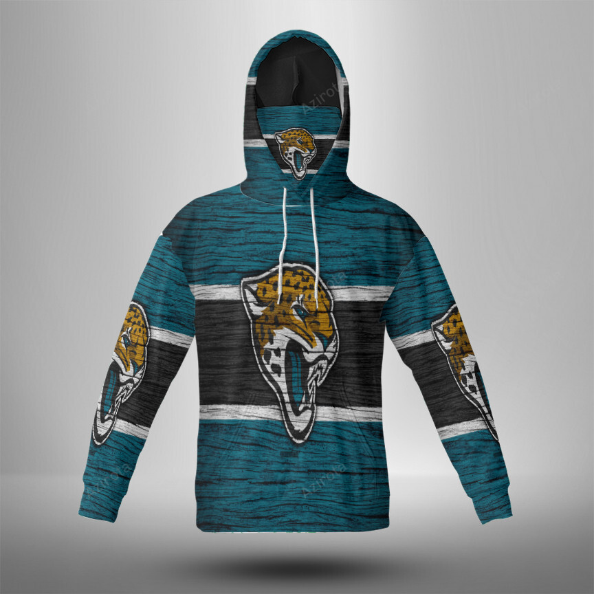 Jacksonville Jaguars Emblem Wooden Texture 3D Mask With Hoodie For Men And Women Nfl Fans Gear
