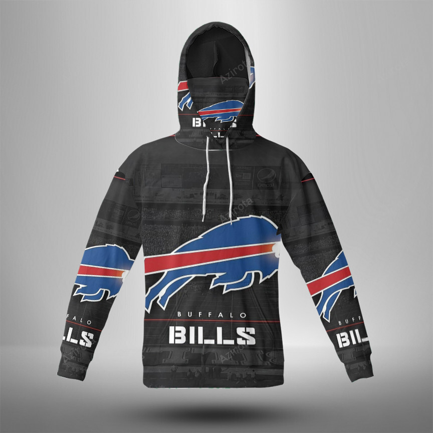 Buffalo Bills Stadium Black White 3D Mask With Hoodie For Men And Women Nfl Fans Gear