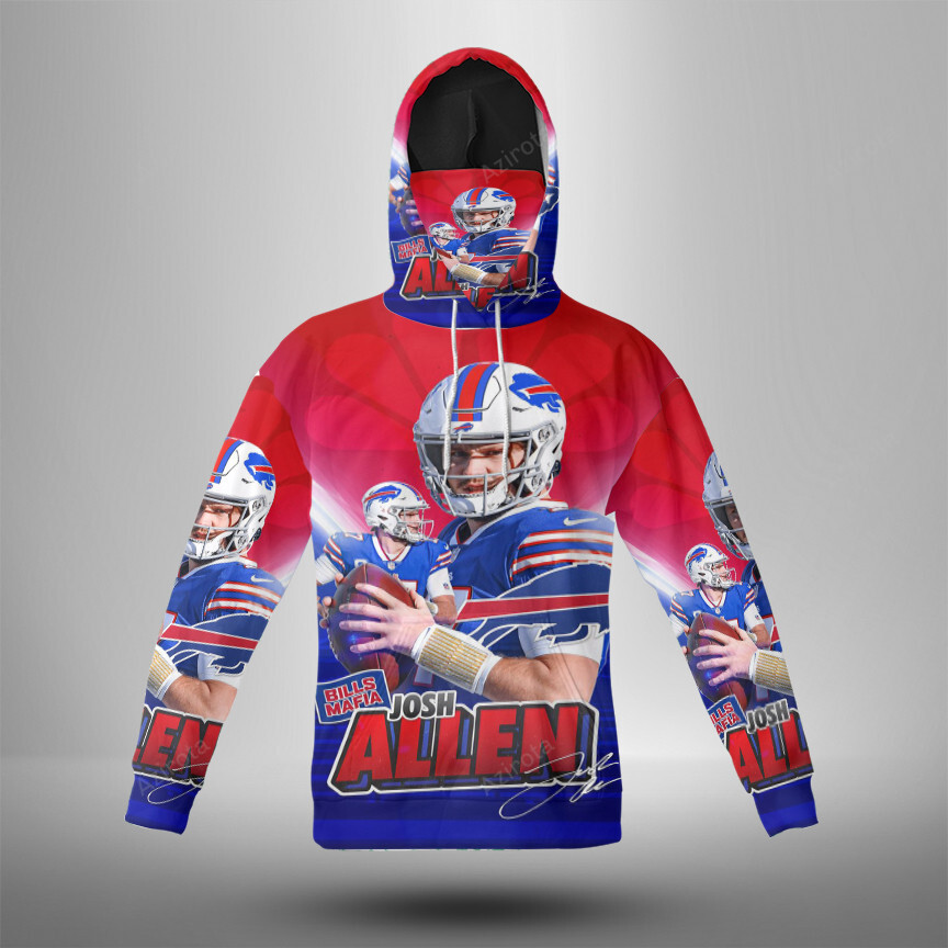 Buffalo Bills Josh Allen V11 3D Mask With Hoodie For Men And Women Nfl Fans Gear