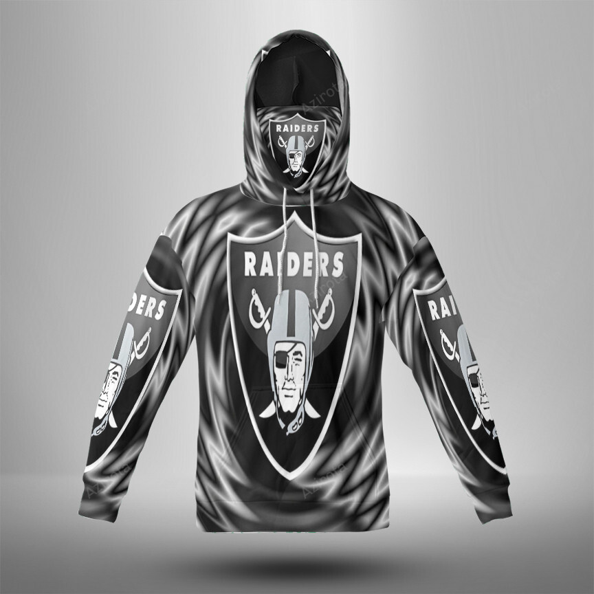 Las Vegas Raiders Logo Art13 3D Mask With Hoodie For Men And Women Nfl Fans Gear