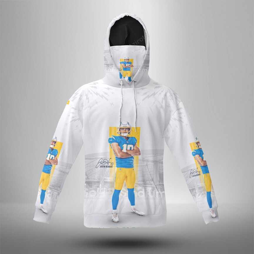 Los Angeles Chargers Justin Herbert1 3D Mask With Hoodie For Men And Women Nfl Fans Gear