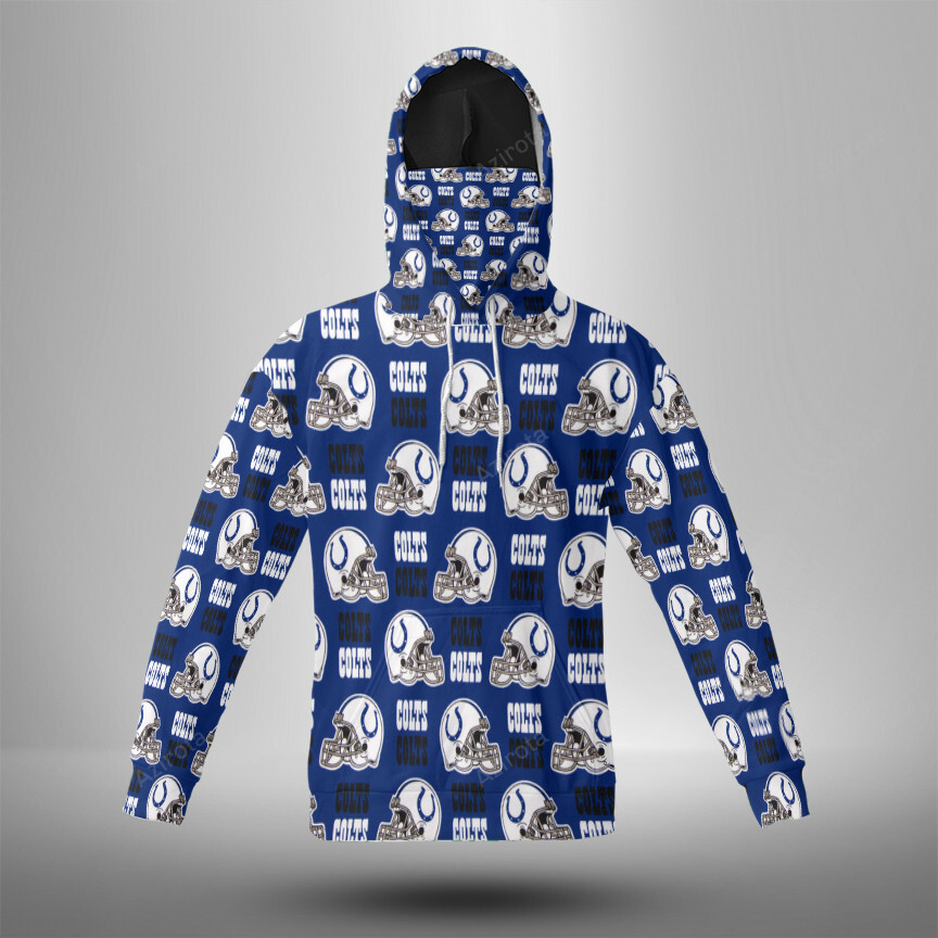 Indianapolis Colts 3D Mask With Hoodie For Men And Women Nfl Fans Gear
