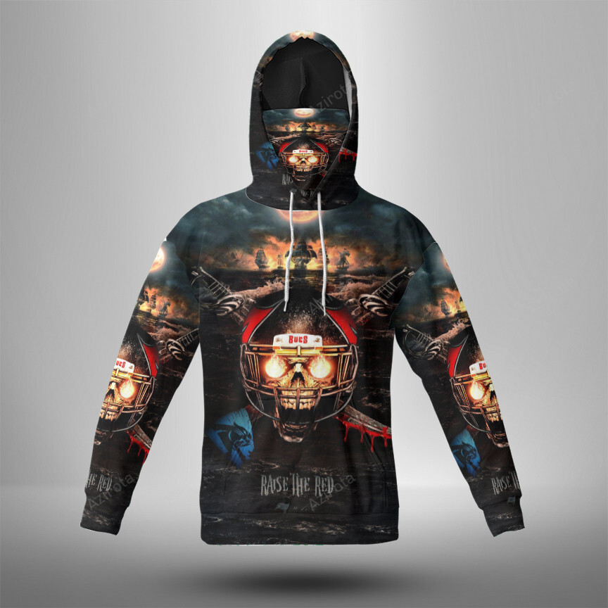 Tampa Bay Buccaneers Skull V2 3D Mask With Hoodie For Men And Women Nfl Fans Gear