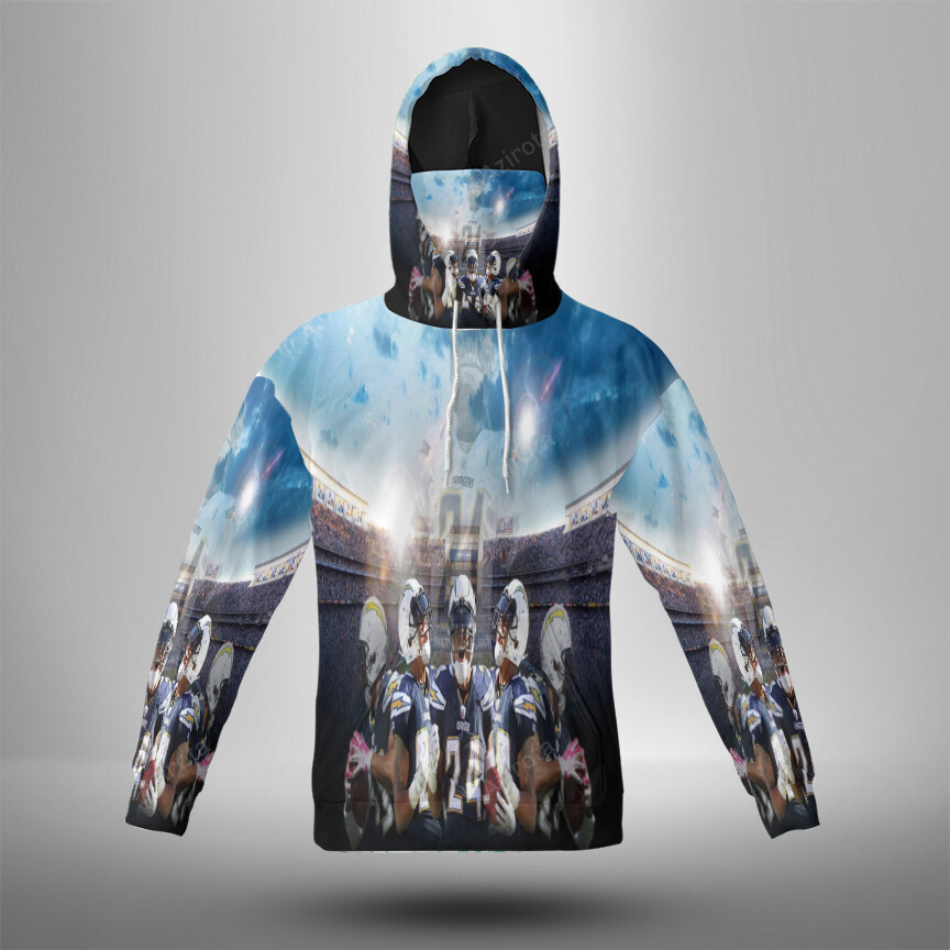 Los Angeles Chargers Team V17 3D Mask With Hoodie For Men And Women Nfl Fans Gear