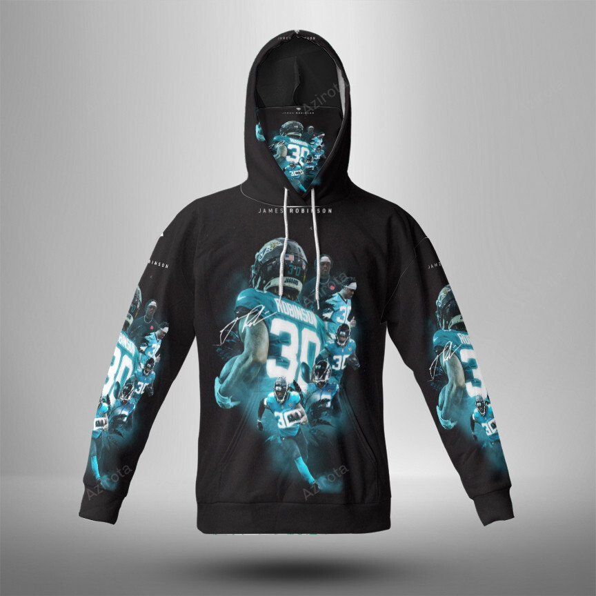 Jacksonville Jaguars James Robinson 30 3D Mask With Hoodie For Men And Women Nfl Fans Gear