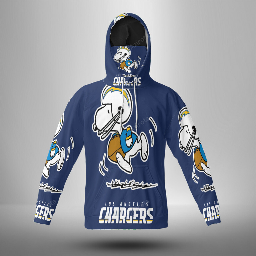 Los Angeles Chargers Snoopy V49 3D Mask With Hoodie For Men And Women Nfl Fans Gear