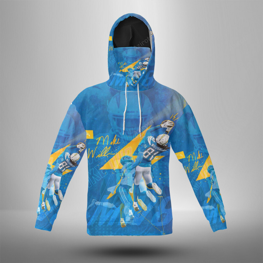 Los Angeles Chargers Mike Williams2 3D Mask With Hoodie For Men And Women Nfl Fans Gear