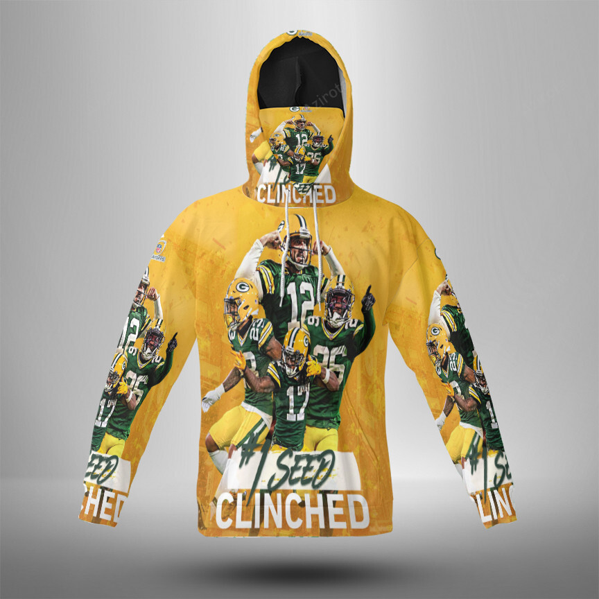 Green Bay Packers No1 Seed 3D Mask With Hoodie For Men And Women Nfl Fans Gear