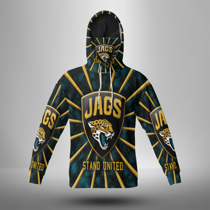 Jacksonville Jaguars Emblem V2 3D Mask With Hoodie For Men And Women Nfl Fans Gear