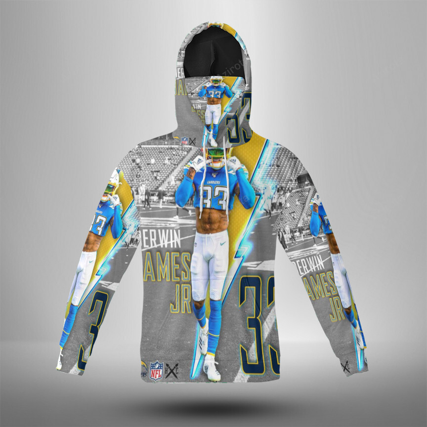 Los Angeles Chargers Bronny James4 3D Mask With Hoodie For Men And Women Nfl Fans Gear