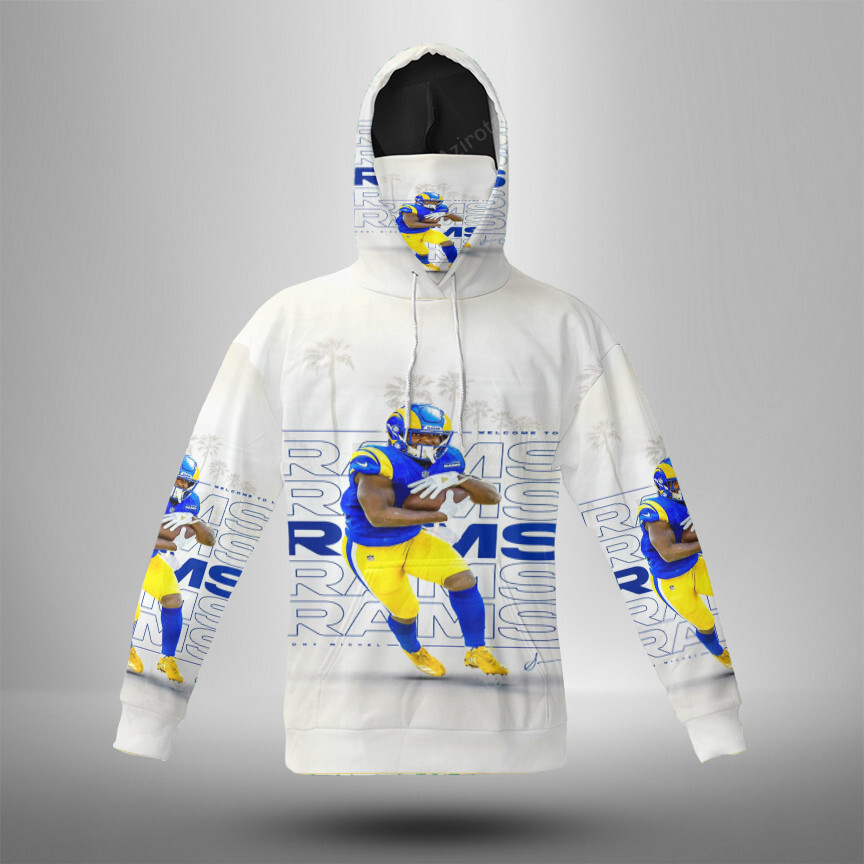 Los Angeles Rams Sony Michel1 3D Mask With Hoodie For Men And Women Nfl Fans Gear