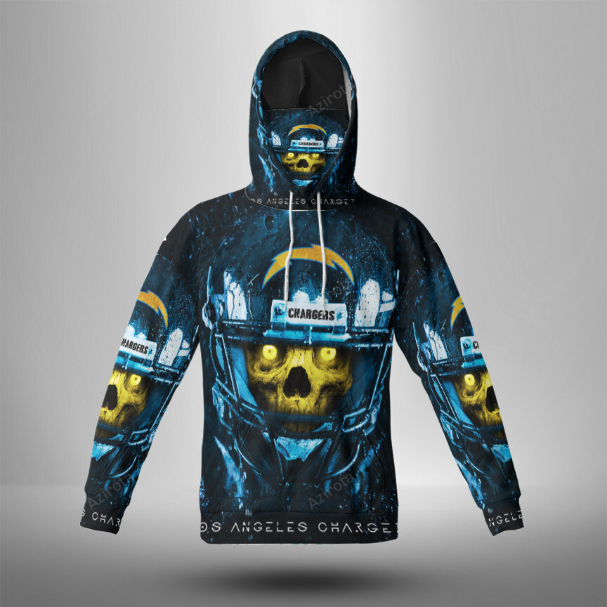 Los Angeles Chargers Skull V31 3D Mask With Hoodie For Men And Women Nfl Fans Gear
