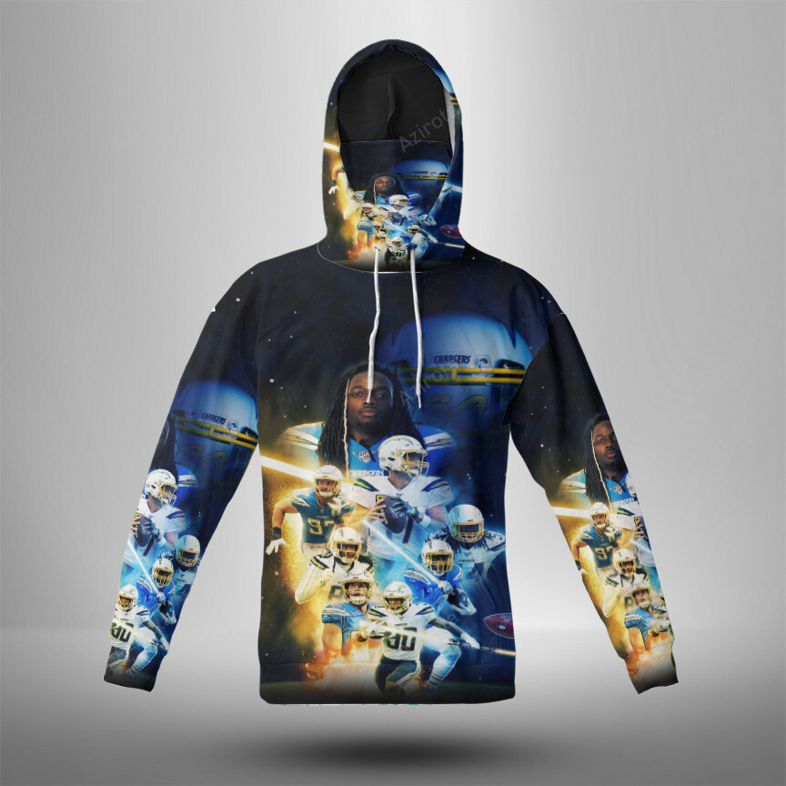 Los Angeles Chargers Team V4 3D Mask With Hoodie For Men And Women Nfl Fans Gear