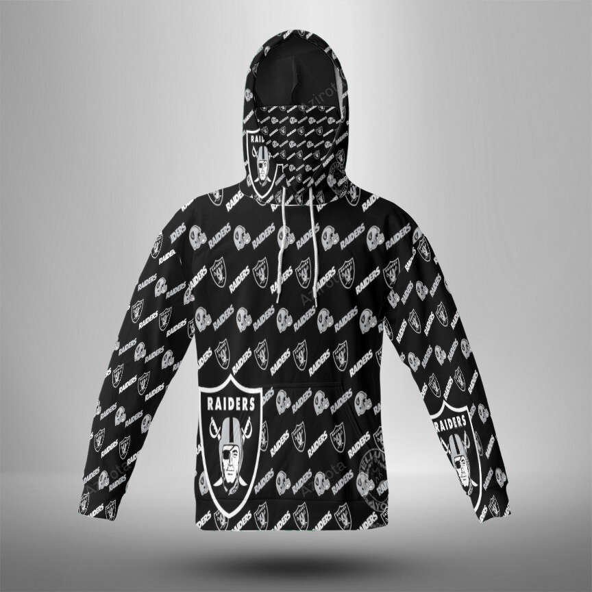 Las Vegas Raiders Logo Pattern14 3D Mask With Hoodie For Men And Women Nfl Fans Gear