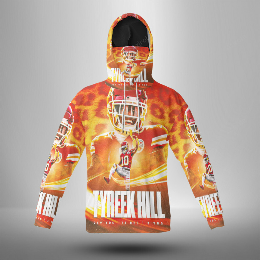 Kansas City Chiefs Tyreek Hill 10 3D Mask With Hoodie For Men And Women Nfl Fans Gear