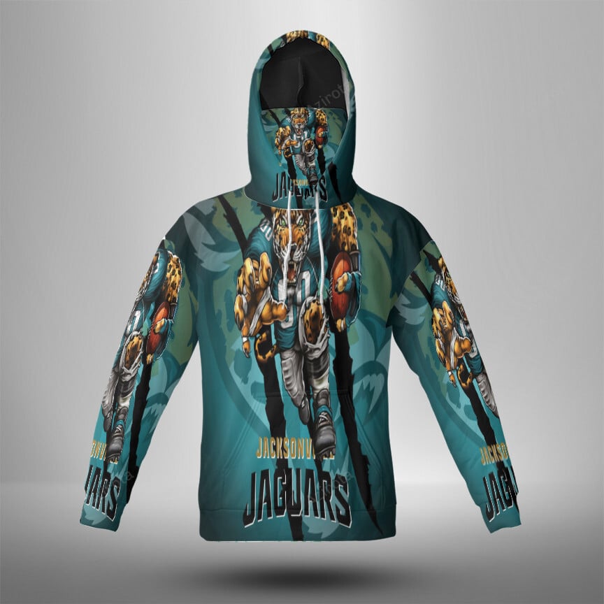 Jacksonville Jaguars Mascot 3D Mask With Hoodie For Men And Women Nfl Fans Gear