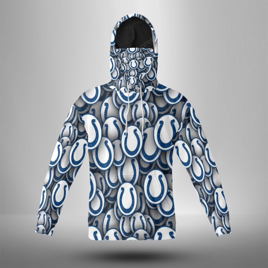 Indianapolis Colts 3D Mask With Hoodie For Men And Women Nfl Fans Gear