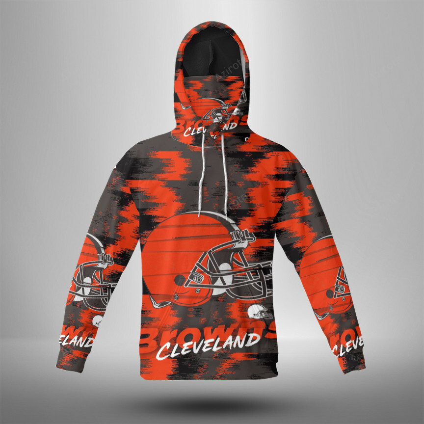 Cleveland Browns Helmet 3D Mask With Hoodie For Men And Women Nfl Fans Gear