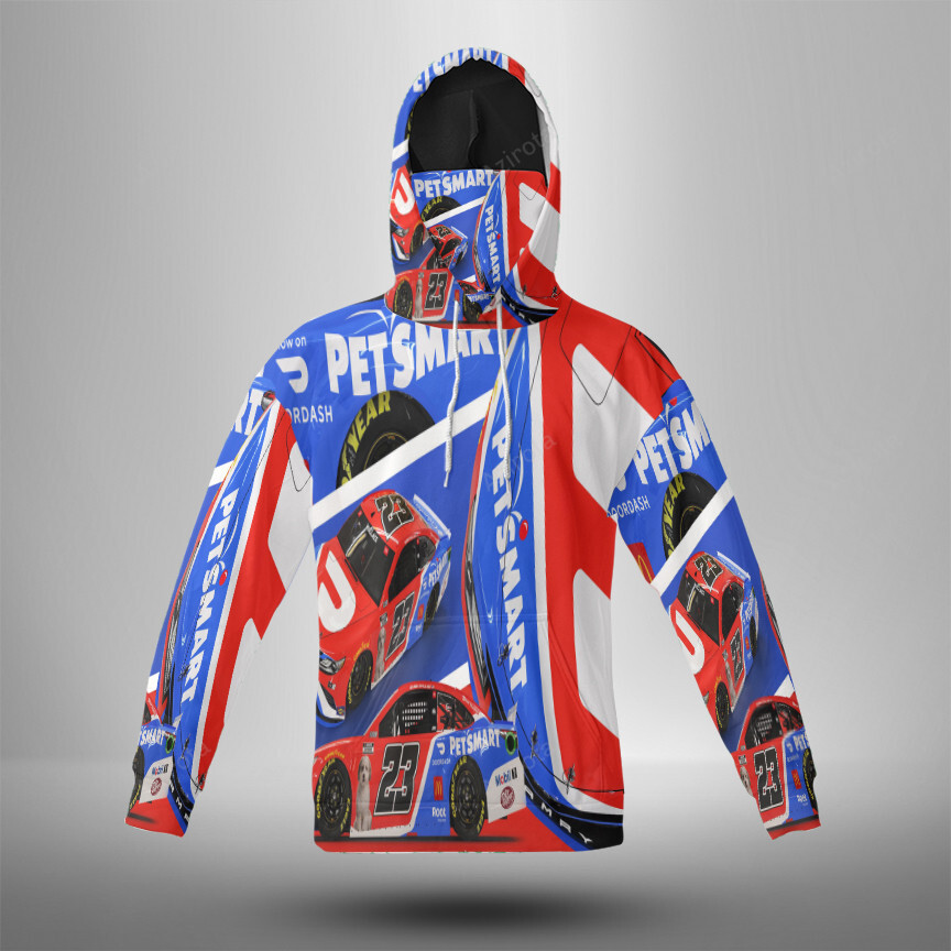 23Xi Racing Cars 3D Mask With Hoodie For Men And Women Nascar Fans Gear