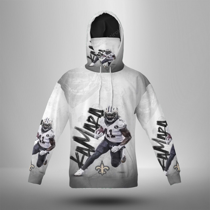 New Orleans Saints Alvin Kamara5 3D Mask With Hoodie For Men And Women Nfl Fans Gear