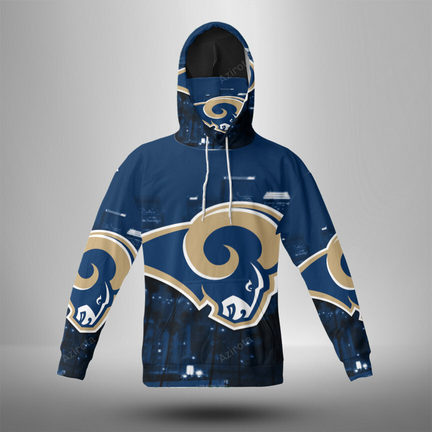 Los Angeles Rams Night Blue City 3D Mask With Hoodie For Men And Women Nfl Fans Gear