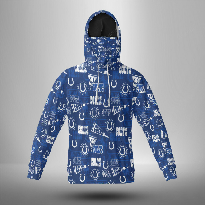 Indianapolis Colts 3D Mask With Hoodie For Men And Women Nfl Fans Gear
