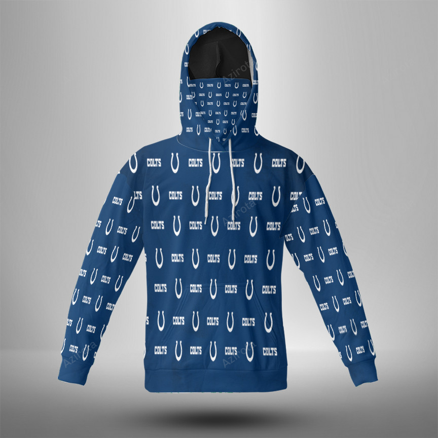 Indianapolis Colts 3D Mask With Hoodie For Men And Women Nfl Fans Gear