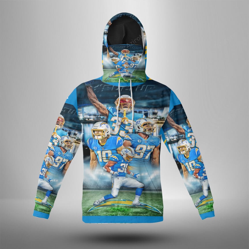 Los Angeles Chargers Players V6 3D Mask With Hoodie For Men And Women Nfl Fans Gear