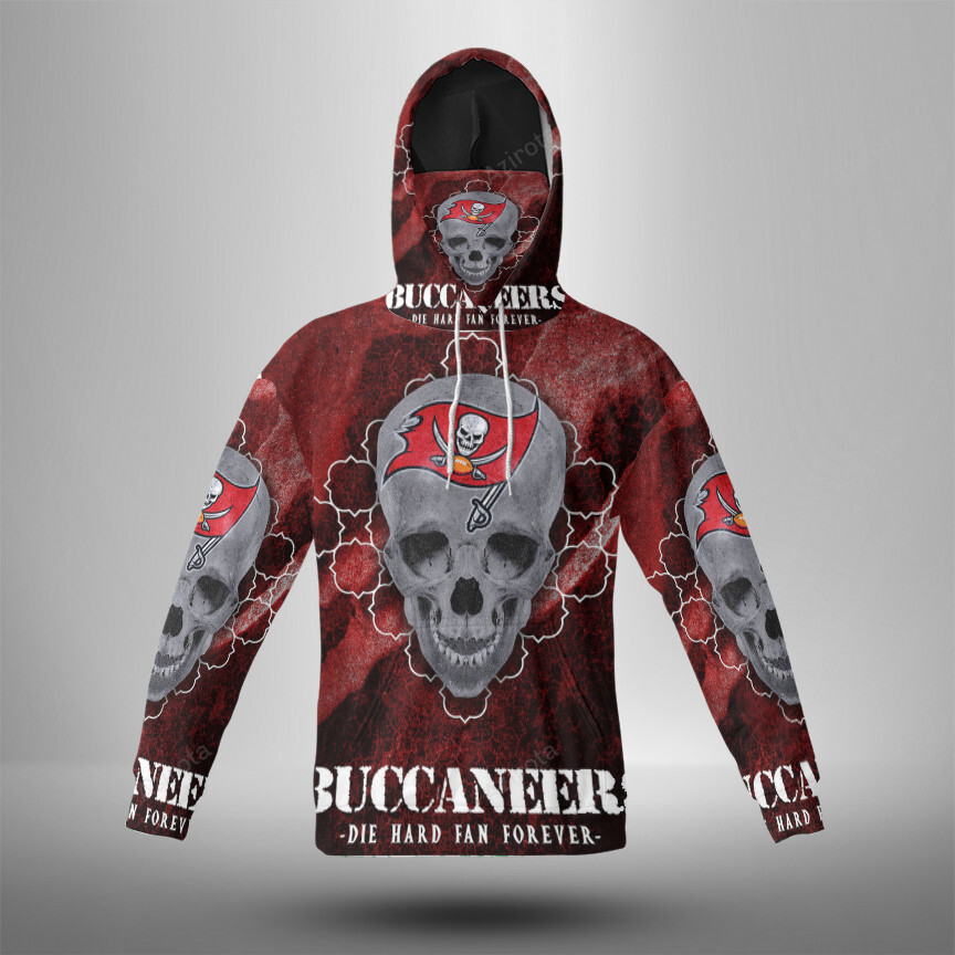 Tampa Bay Buccaneers Skull V11 3D Mask With Hoodie For Men And Women Nfl Fans Gear