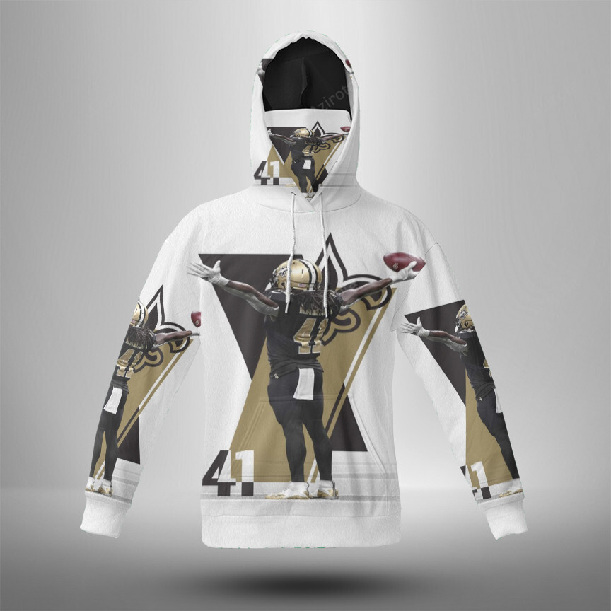 New Orleans Saints Alvin Kamara6 3D Mask With Hoodie For Men And Women Nfl Fans Gear