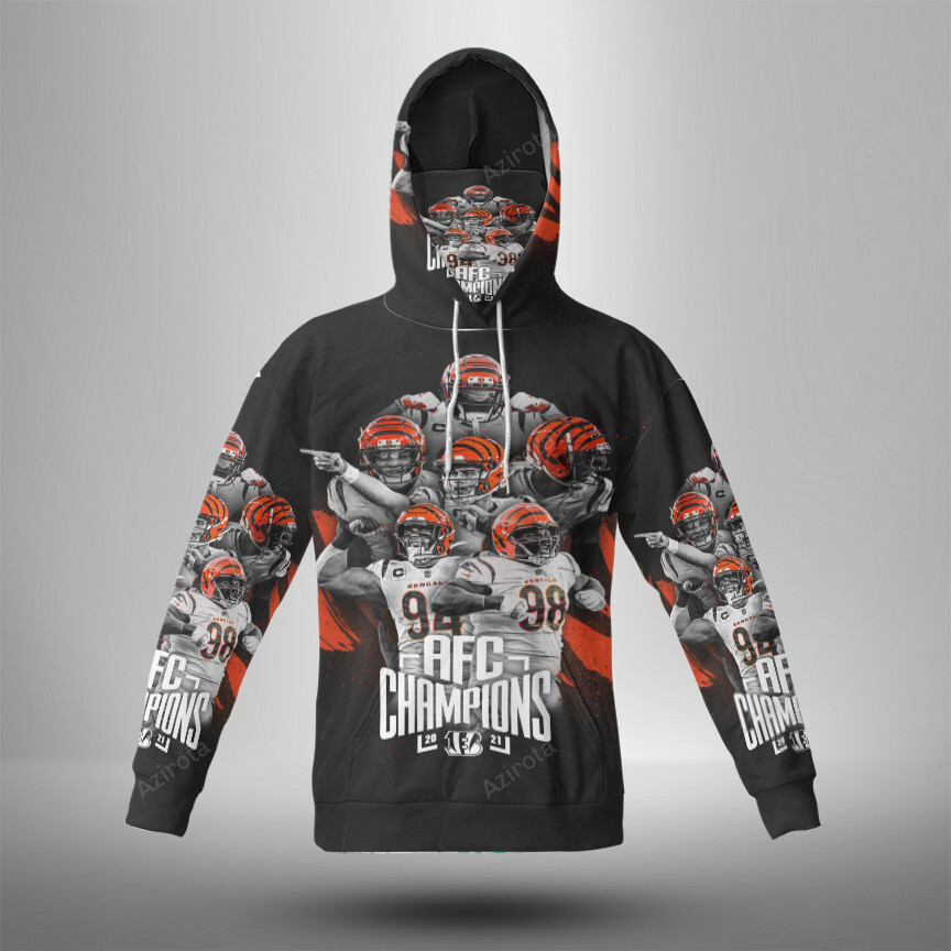 Cincinnati Bengals Team 2021 3D Mask With Hoodie For Men And Women Nfl Fans Gear