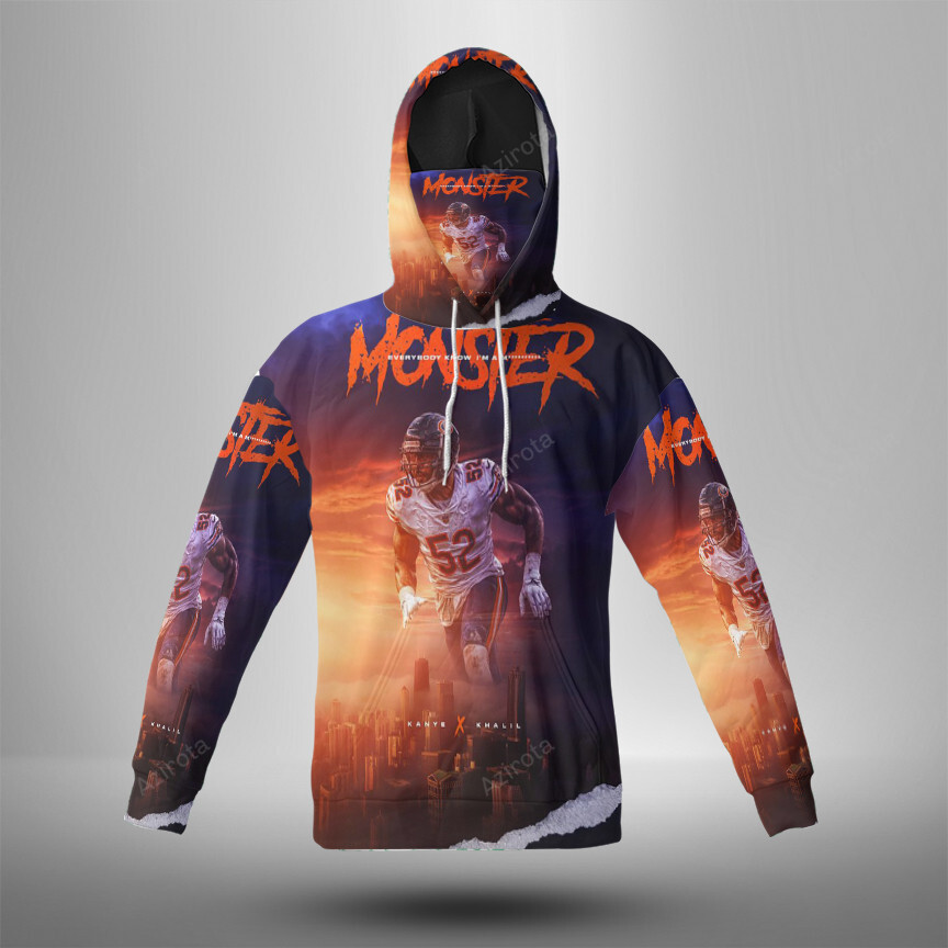 Chicago Bears Khalil Mack7 3D Mask With Hoodie For Men And Women Nfl Fans Gear