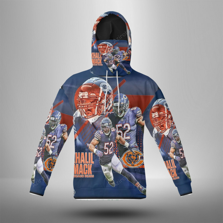 Chicago Bears Khalil Mack4 3D Mask With Hoodie For Men And Women Nfl Fans Gear