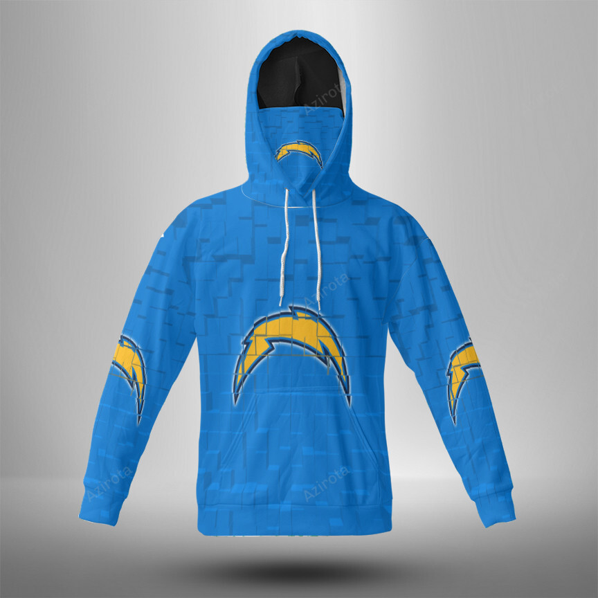 Los Angeles Chargers Emblem V27 3D Mask With Hoodie For Men And Women Nfl Fans Gear