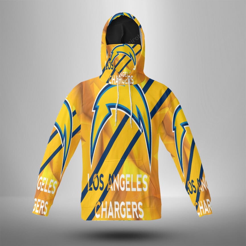 Los Angeles Chargers Emblem V10 3D Mask With Hoodie For Men And Women Nfl Fans Gear