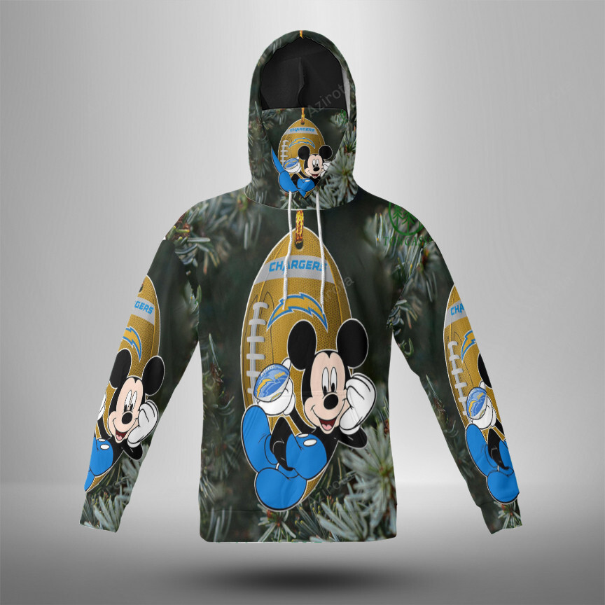 Los Angeles Chargers Mickey V45 3D Mask With Hoodie For Men And Women Nfl Fans Gear