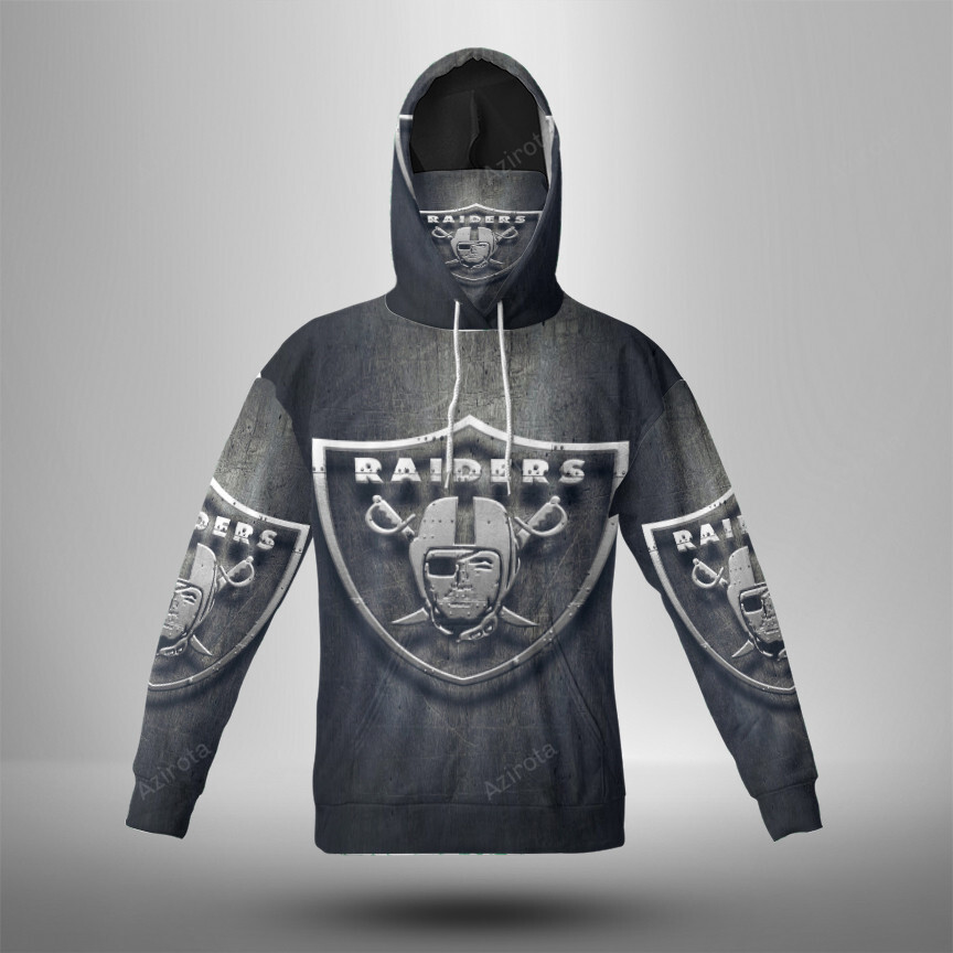 Las Vegas Raiders Logo Art Texture3 3D Mask With Hoodie For Men And Women Nfl Fans Gear