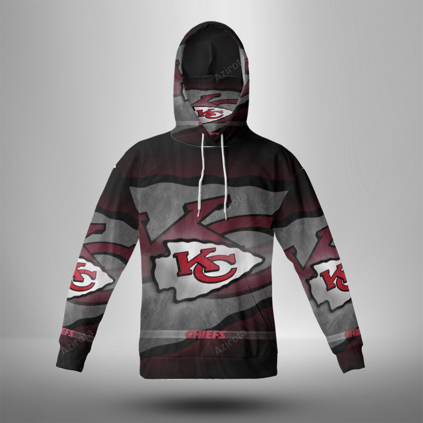 Kansas City Chiefs Emblem V3 3D Mask With Hoodie For Men And Women Nfl Fans Gear