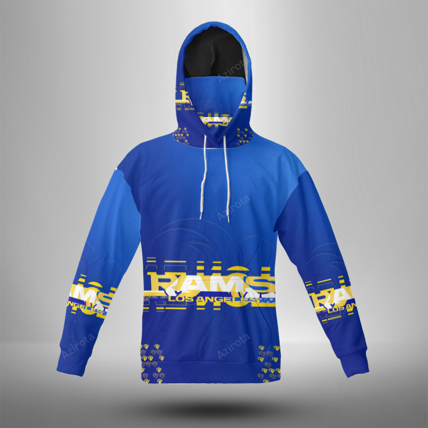 Los Angeles Rams Yellow Rams Blue2 3D Mask With Hoodie For Men And Women Nfl Fans Gear