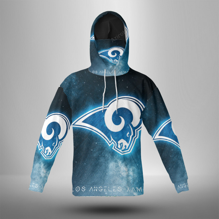 Los Angeles Rams White Blue Galaxy 3D Mask With Hoodie For Men And Women Nfl Fans Gear