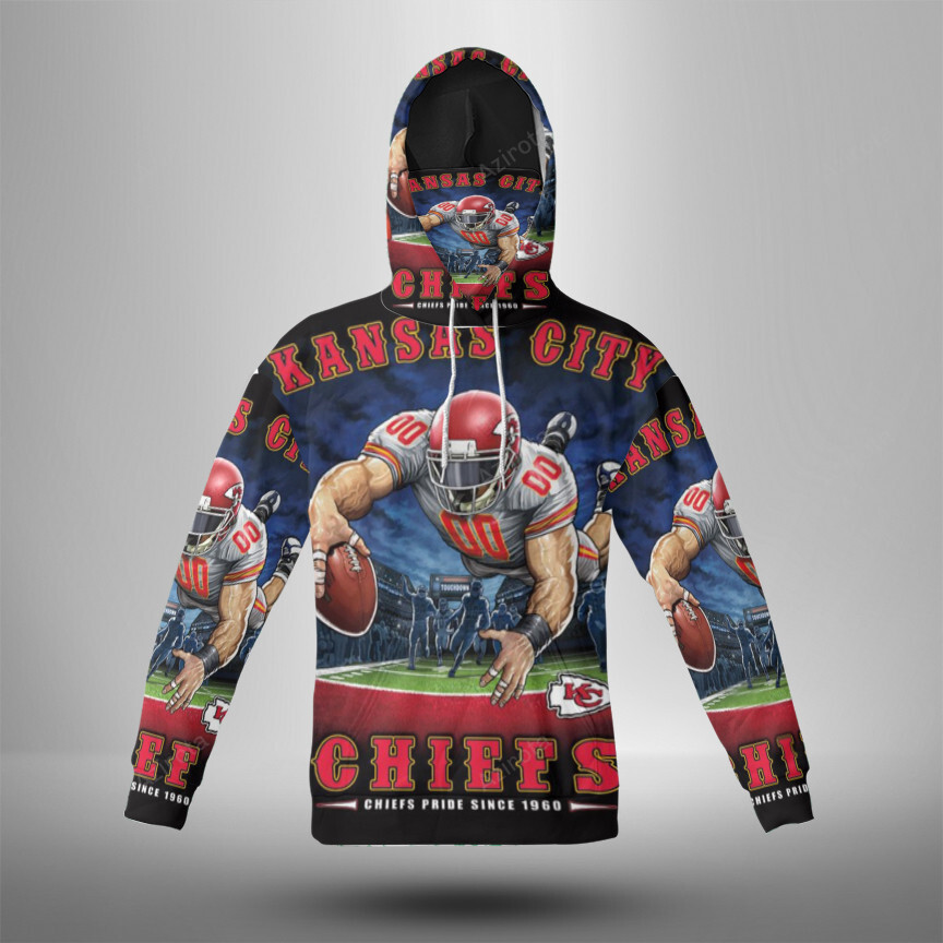 Kansas City Chiefs Mascot 3D Mask With Hoodie For Men And Women Nfl Fans Gear