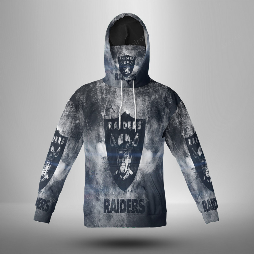Las Vegas Raiders Logo Art22 3D Mask With Hoodie For Men And Women Nfl Fans Gear