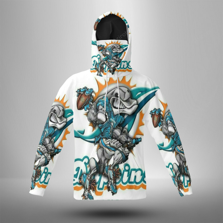 Miami Dolphins Art 2 3D Mask With Hoodie For Men And Women Nfl Fans Gear