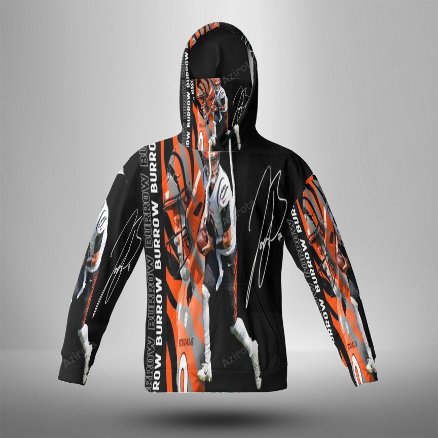 Cincinnati Bengals Joe Burrow 9 V2 3D Mask With Hoodie For Men And Women Nfl Fans Gear