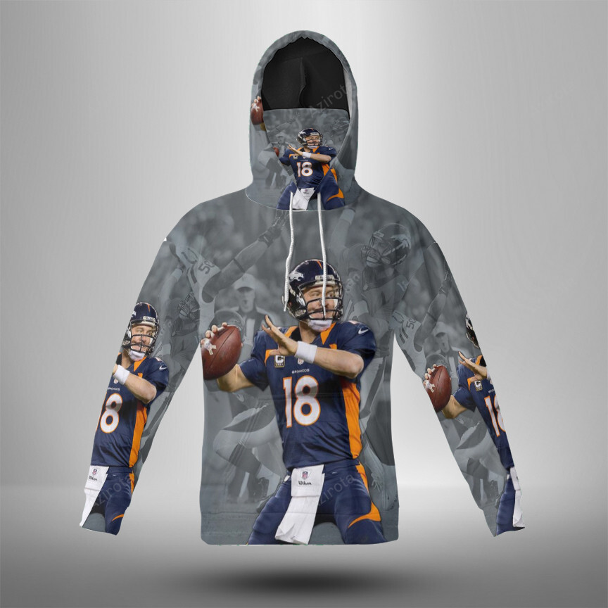 Denver Broncos 18 Peyton Manning V51 3D Mask With Hoodie For Men And Women Nfl Fans Gear