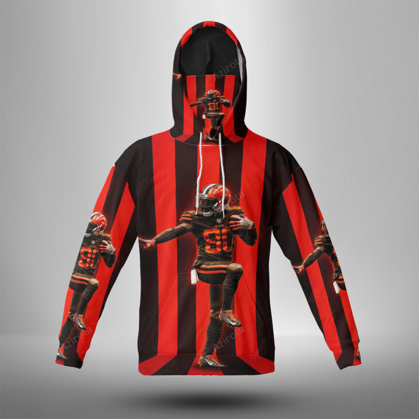 Cleveland Browns Jarvis Landry 80 V1 3D Mask With Hoodie For Men And Women Nfl Fans Gear